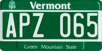 VT license plate APZ065