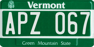 VT license plate APZ067