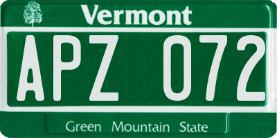 VT license plate APZ072