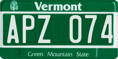 VT license plate APZ074