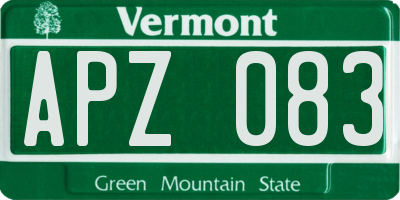 VT license plate APZ083