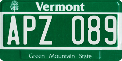 VT license plate APZ089