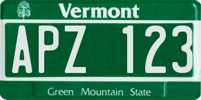 VT license plate APZ123