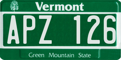 VT license plate APZ126