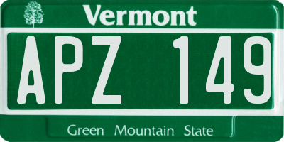 VT license plate APZ149
