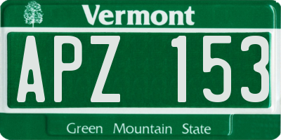 VT license plate APZ153