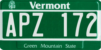 VT license plate APZ172