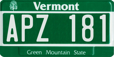 VT license plate APZ181