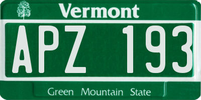 VT license plate APZ193