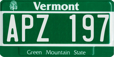 VT license plate APZ197
