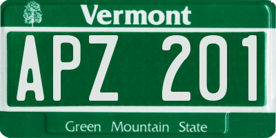 VT license plate APZ201