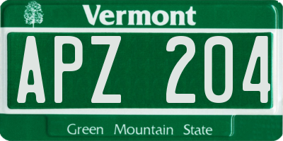 VT license plate APZ204