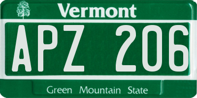 VT license plate APZ206