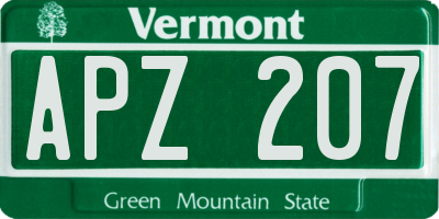 VT license plate APZ207