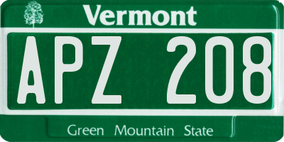 VT license plate APZ208
