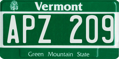 VT license plate APZ209