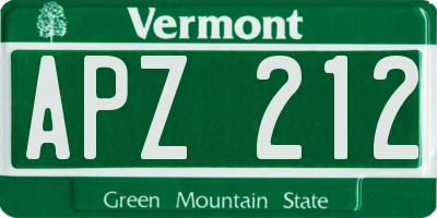 VT license plate APZ212