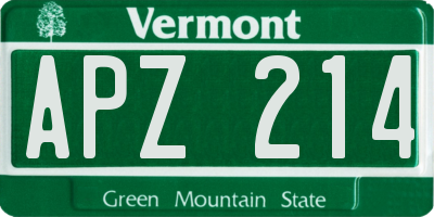 VT license plate APZ214