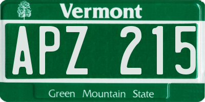 VT license plate APZ215