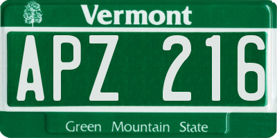VT license plate APZ216