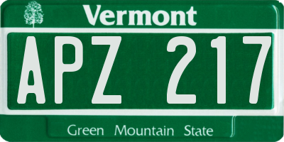 VT license plate APZ217