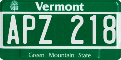 VT license plate APZ218