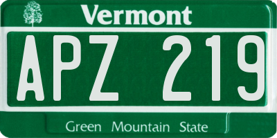 VT license plate APZ219