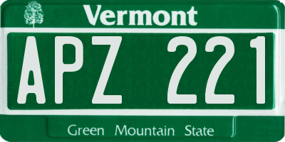 VT license plate APZ221