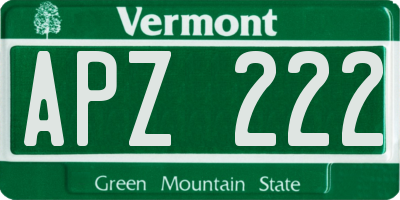 VT license plate APZ222