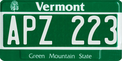 VT license plate APZ223