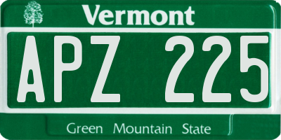 VT license plate APZ225