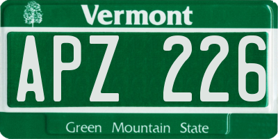 VT license plate APZ226