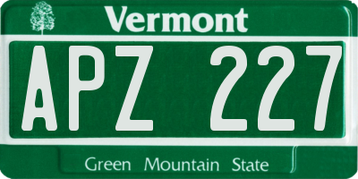 VT license plate APZ227