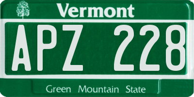 VT license plate APZ228
