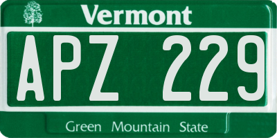 VT license plate APZ229