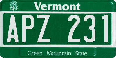 VT license plate APZ231