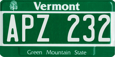VT license plate APZ232
