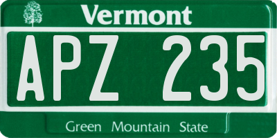 VT license plate APZ235