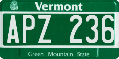 VT license plate APZ236