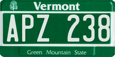 VT license plate APZ238
