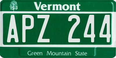 VT license plate APZ244