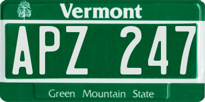 VT license plate APZ247