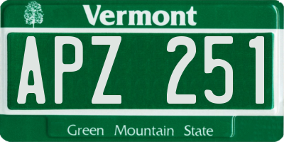 VT license plate APZ251