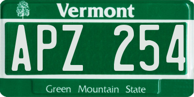 VT license plate APZ254
