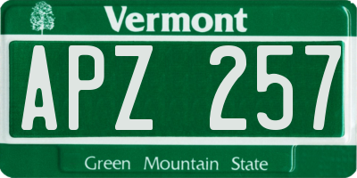 VT license plate APZ257