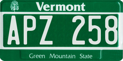 VT license plate APZ258