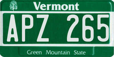 VT license plate APZ265