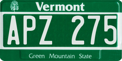 VT license plate APZ275