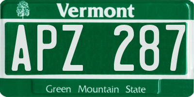 VT license plate APZ287