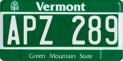 VT license plate APZ289